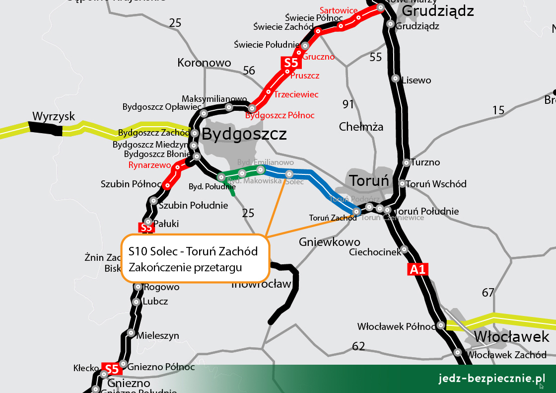 Polskie drogi - zakończenie przetargu S10 Solec - Toruń Zachód